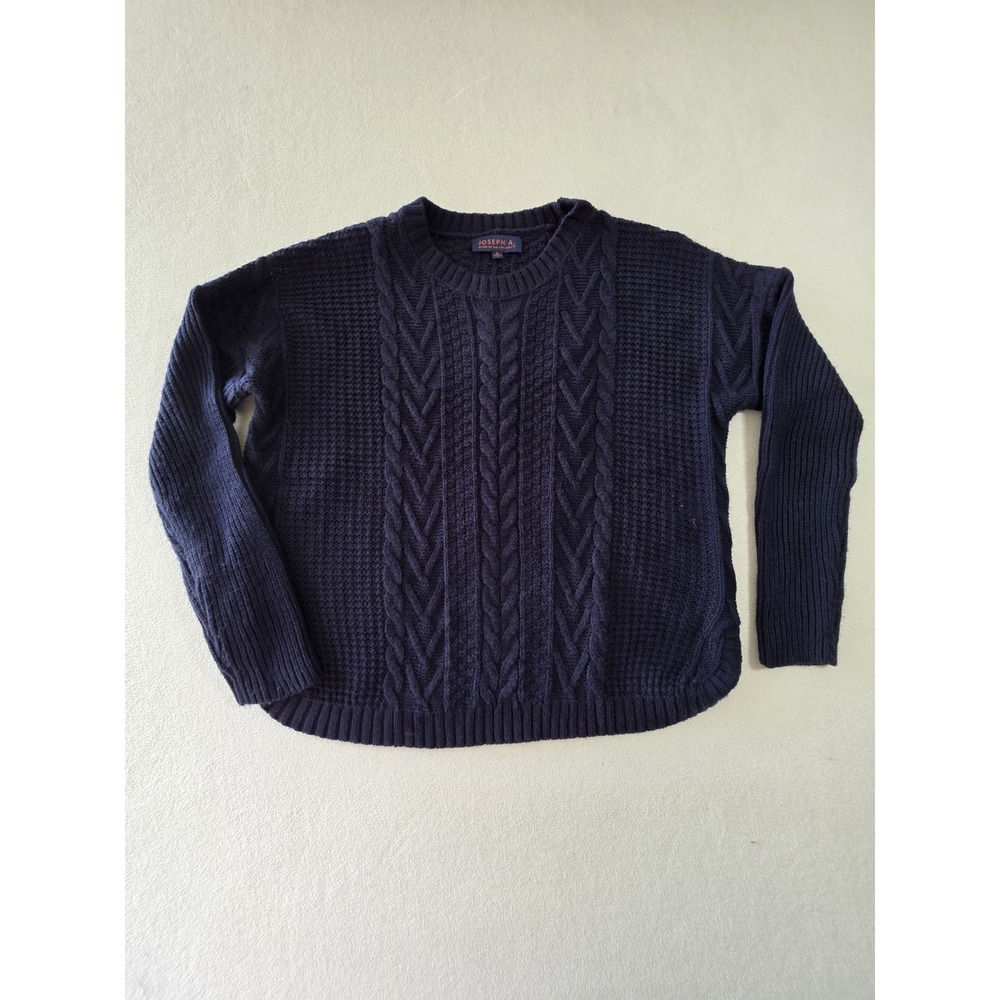 Joseph A Womens Small‎ Navy Blue Cable Knit Crewneck Sweater Long Sleeve